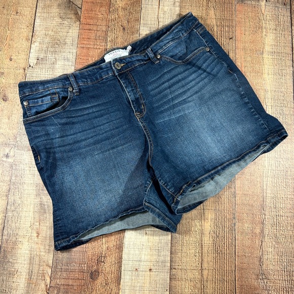 torrid Pants - Torrid 24 Blue Cotton Stretch Denim Shorts Dark Wash Plus Size Casual Summer